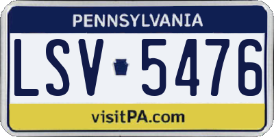 PA license plate LSV5476