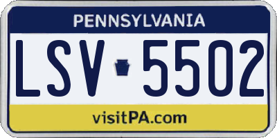 PA license plate LSV5502