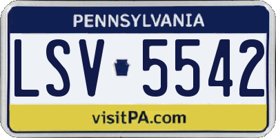 PA license plate LSV5542