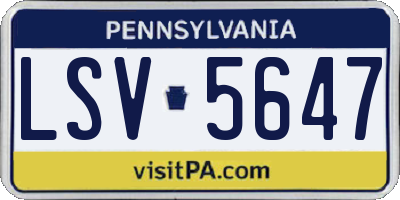 PA license plate LSV5647