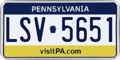 PA license plate LSV5651