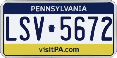 PA license plate LSV5672