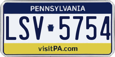 PA license plate LSV5754