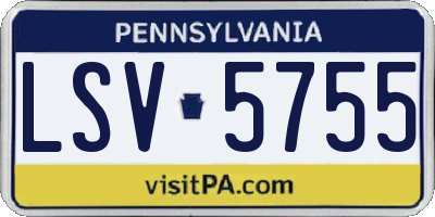 PA license plate LSV5755