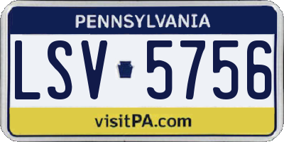 PA license plate LSV5756