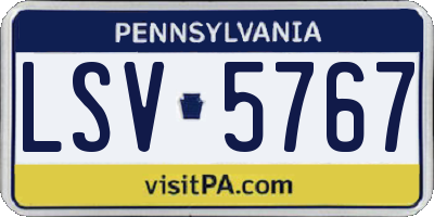 PA license plate LSV5767