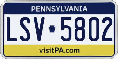 PA license plate LSV5802