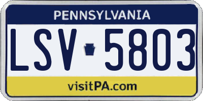 PA license plate LSV5803