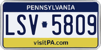 PA license plate LSV5809