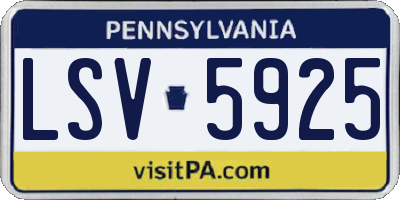 PA license plate LSV5925