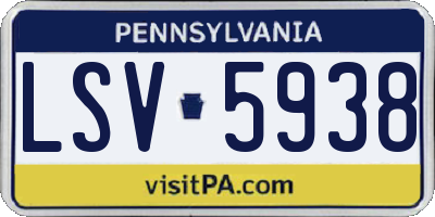 PA license plate LSV5938