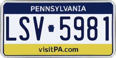 PA license plate LSV5981