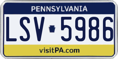 PA license plate LSV5986