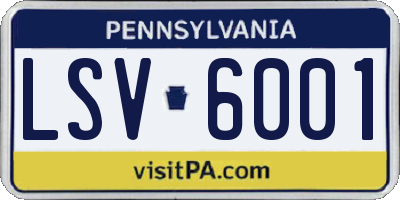 PA license plate LSV6001