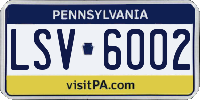 PA license plate LSV6002