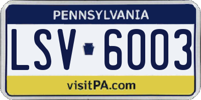 PA license plate LSV6003