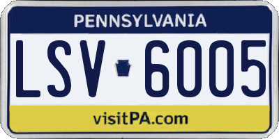 PA license plate LSV6005