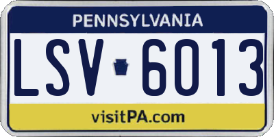 PA license plate LSV6013