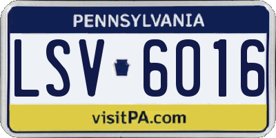 PA license plate LSV6016