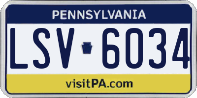 PA license plate LSV6034