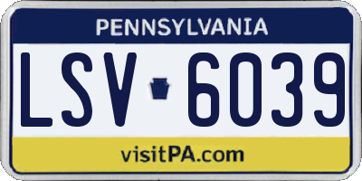 PA license plate LSV6039