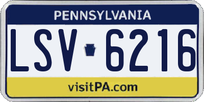 PA license plate LSV6216