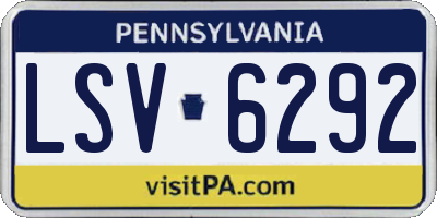 PA license plate LSV6292