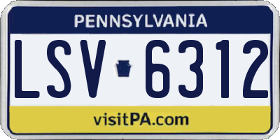 PA license plate LSV6312