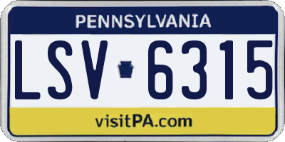 PA license plate LSV6315