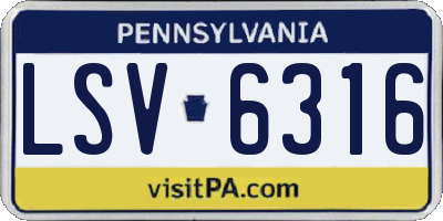 PA license plate LSV6316