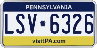 PA license plate LSV6326