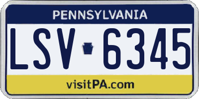 PA license plate LSV6345