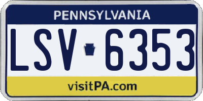 PA license plate LSV6353