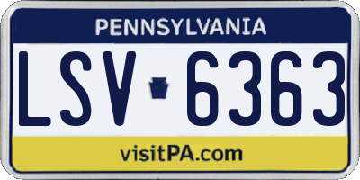 PA license plate LSV6363