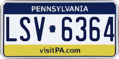 PA license plate LSV6364