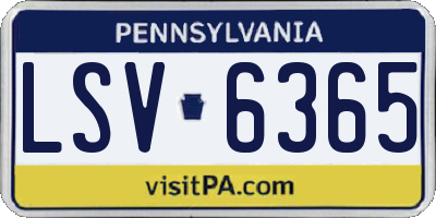PA license plate LSV6365