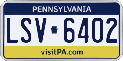 PA license plate LSV6402
