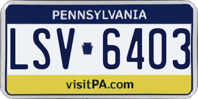 PA license plate LSV6403