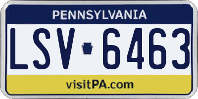 PA license plate LSV6463