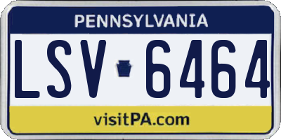 PA license plate LSV6464