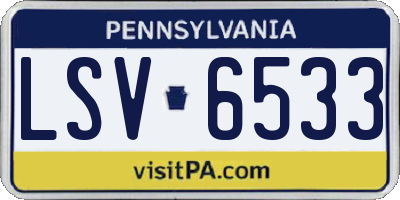 PA license plate LSV6533