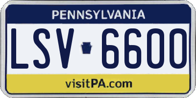 PA license plate LSV6600