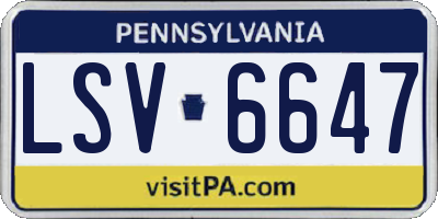PA license plate LSV6647