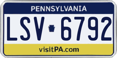 PA license plate LSV6792