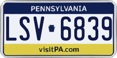 PA license plate LSV6839