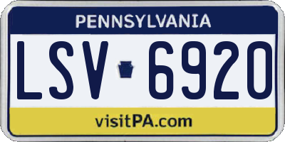 PA license plate LSV6920