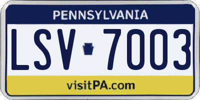 PA license plate LSV7003