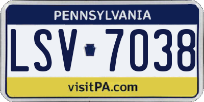PA license plate LSV7038