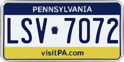 PA license plate LSV7072
