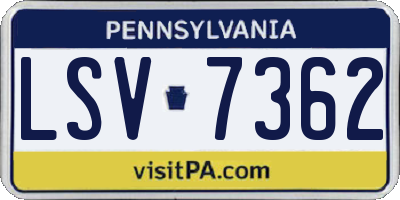PA license plate LSV7362